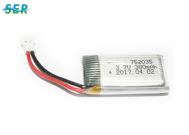 Tasso flessibile di scarico della batteria 752035 3.7v 380mah 20C 30C del fuco del polimero RC del litio alto