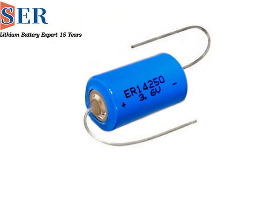 Dimensione 600mah ER14250S della batteria di pile 1/2AA del litio di sicurezza 3.6V 3,6 lunga vita della batteria di temperatura elevata 150 di volt Lisocl2
